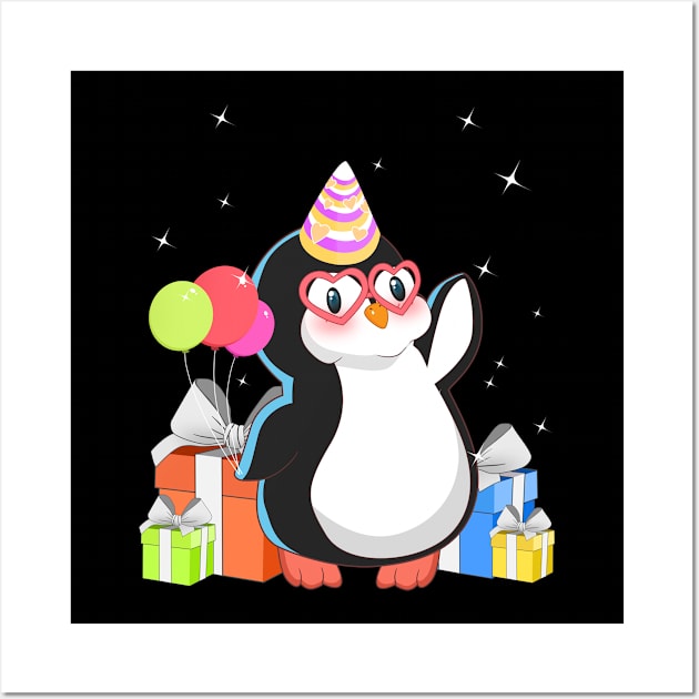 Lovely Penguin With Party Hat Birthday Wall Art by TheBeardComic